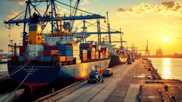 Navi sostenibili in un porto moderno