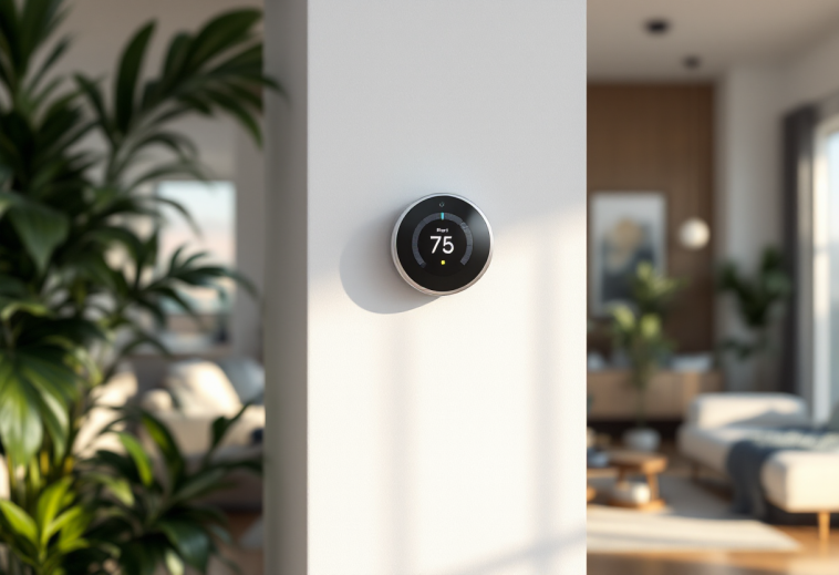 Termostato Nest di Google con sfondo europeo