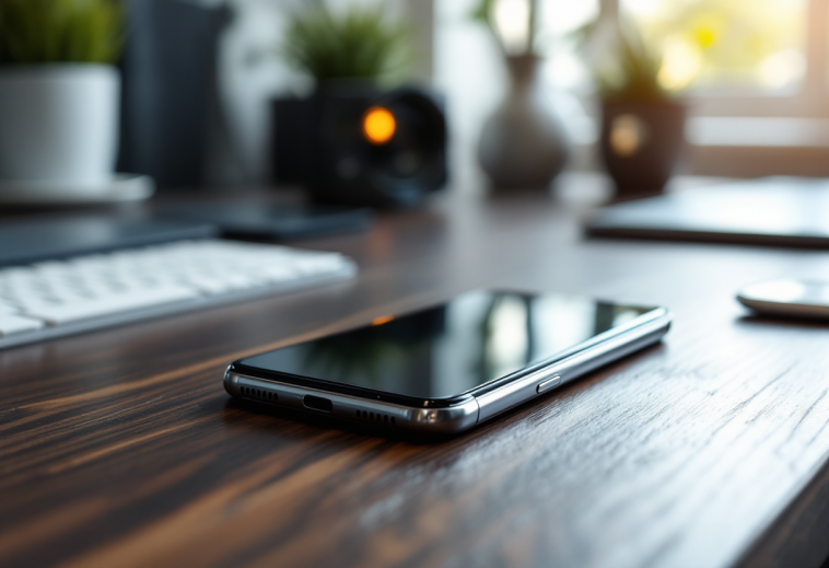 Google Pixel 9a in primo piano con sfondo sfocato