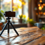 Treppiedi per smartphone in uso con foto di esempio
