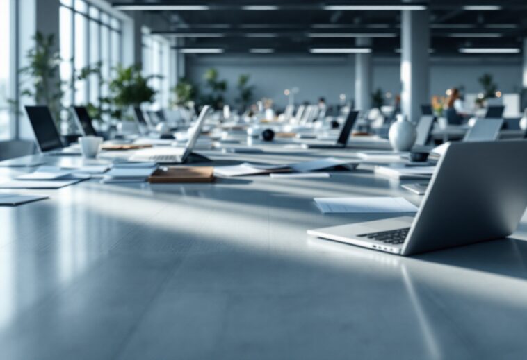 Logo Intel con grafica sulla riorganizzazione aziendale