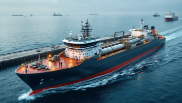 La Castorone, un'imponente nave da lavoro in mare