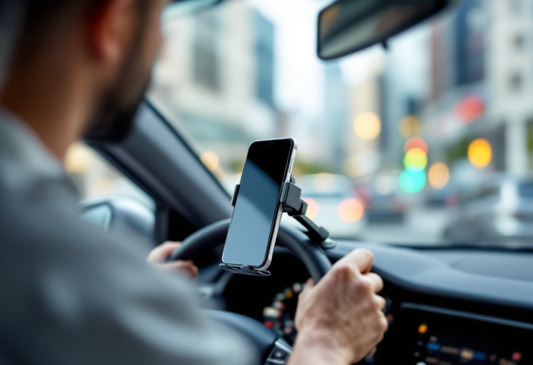 Supporto per cellulare da auto con smartphone montato