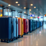 Valigie da aereo di diverse dimensioni e colori