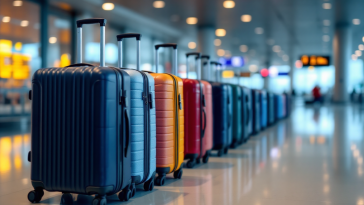 Valigie da aereo di diverse dimensioni e colori