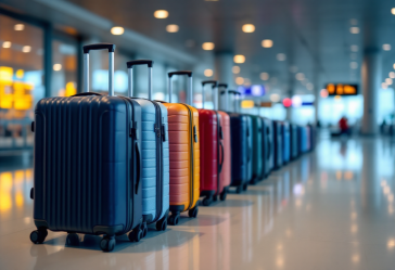 Valigie da aereo di diverse dimensioni e colori