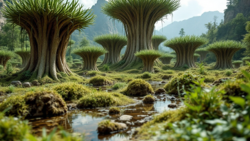 Immagine di Prototaxites, organismi giganti del Devoniano