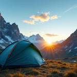 Tenda da campeggio montata in un paesaggio naturale