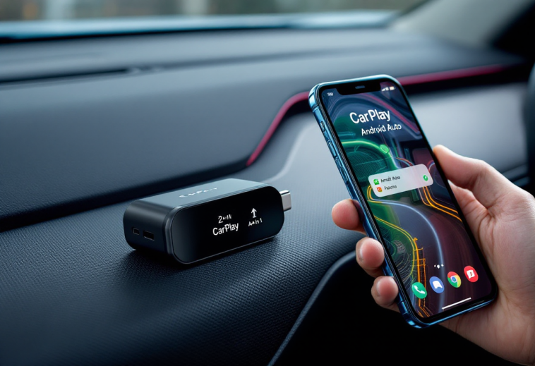 Adattatore wireless per CarPlay e Android Auto in uso