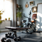 Attrezzature per la palestra in casa con vari strumenti