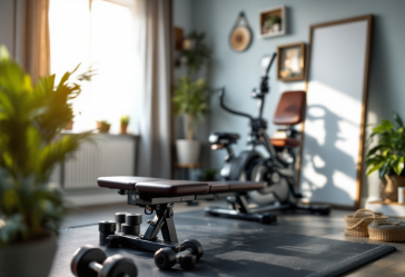 Attrezzature per la palestra in casa con vari strumenti