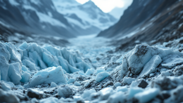 Immagine del ghiacciaio del Birch in fase di crollo