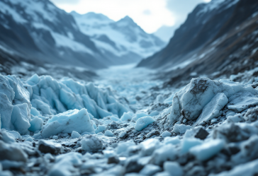 Immagine del ghiacciaio del Birch in fase di crollo