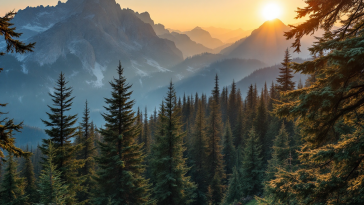 Alberi delle Dolomiti durante un'eclissi solare