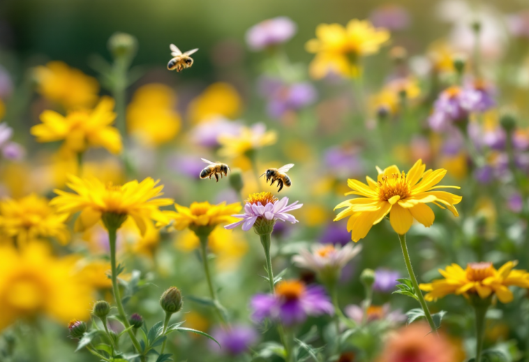 Api che riposano su un fiore durante il giorno