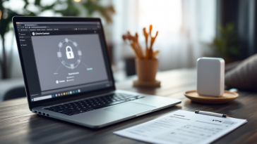 Logo di McAfee Total Protection con sfondo tecnologico