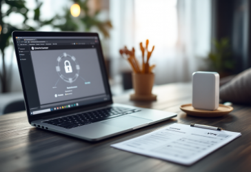 Logo di McAfee Total Protection con sfondo tecnologico