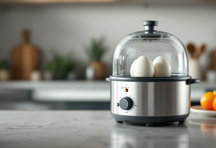 Cuociuova elettrici in uso per cucinare uova