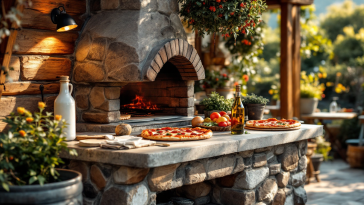 Forno per pizza da esterno in uso