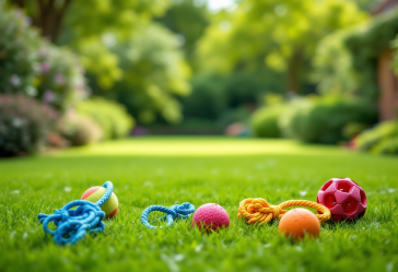 Cane felice che gioca con un giocattolo colorato