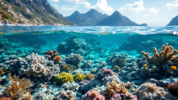 Vista subacquea delle montagne sommerse nel Mediterraneo