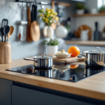 Piastra a induzione portatile in uso in cucina