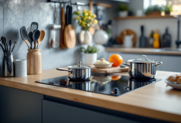 Piastra a induzione portatile in uso in cucina