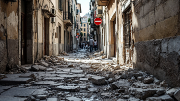 Immagine del terremoto a Napoli con epicentro 4.4