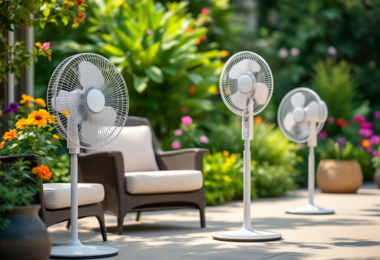 Ventilatore portatile in uso durante una giornata calda