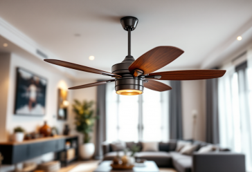 Ventilatore a soffitto moderno in un ambiente elegante