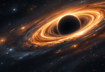 Illustrazione di un buco nero supermassiccio che accelera particelle