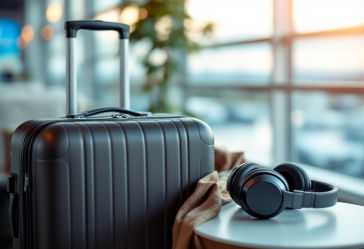 Cuffie Soundcore Space Q45 in un ambiente di viaggio