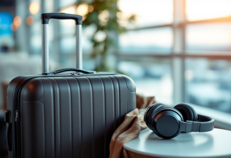 Cuffie Soundcore Space Q45 in un ambiente di viaggio