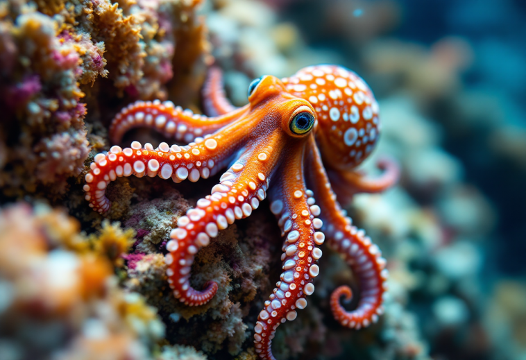 Polpo che mostra la sua capacità di rigenerazione