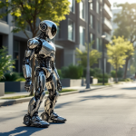 Robot bipedi di Amazon in azione durante una consegna