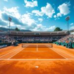 Giocatori di tennis in azione durante la finale del Roland Garros